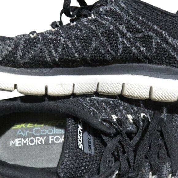 Skechers Synergy Switch Black Knit Running Shoes air cooled memory Foam - Picture 8 of 11